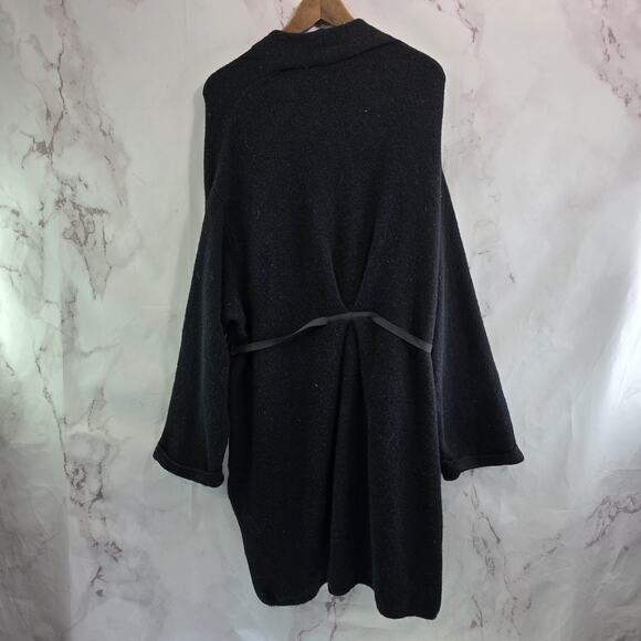 Anthropologie Sweater Womens Large Black Wool Cardigan Vallon Cuffed Ribbon Long - Picture 5 of 16
